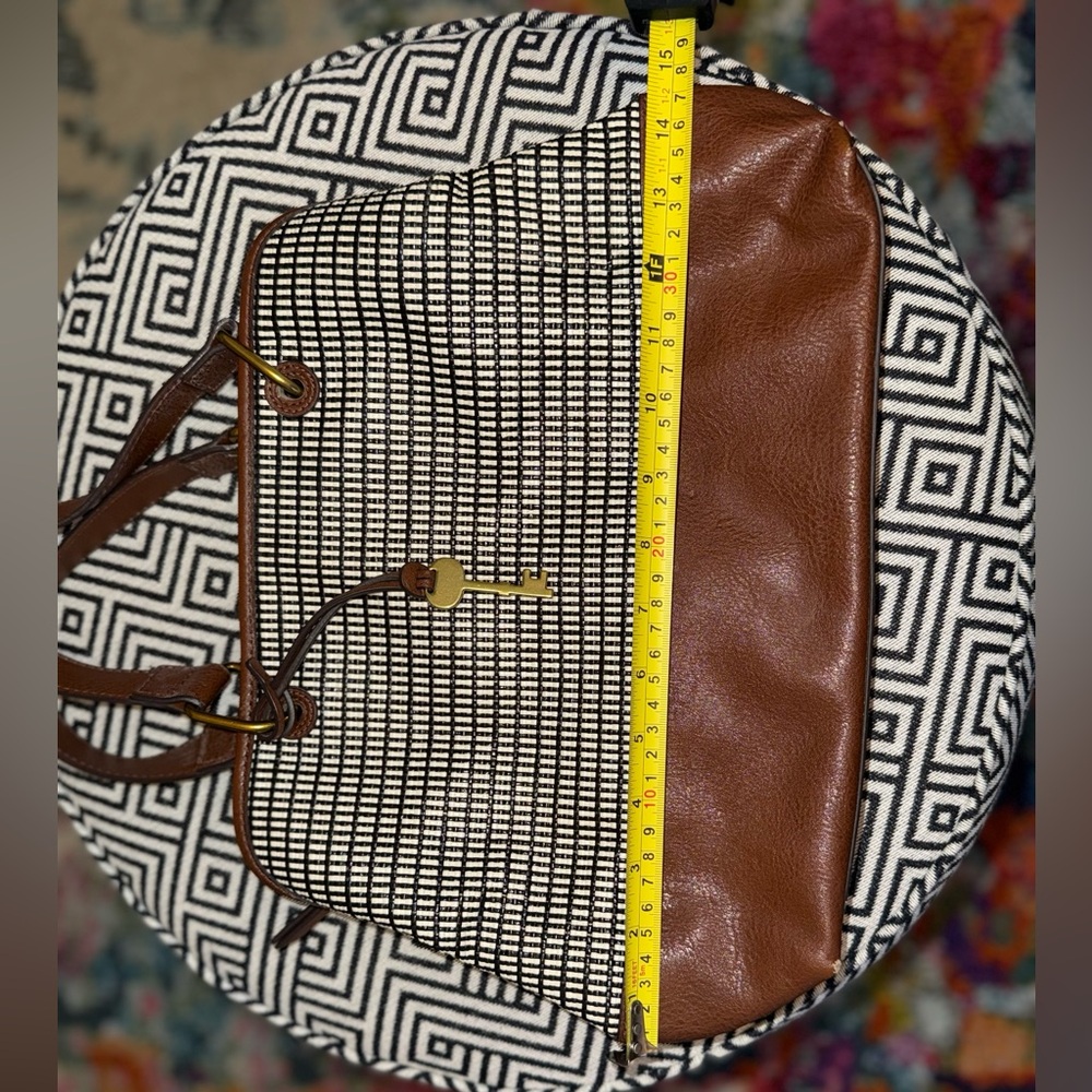 Fossil Lane Satchel Handbag - Brown, Black & White - Picture 10 of 11